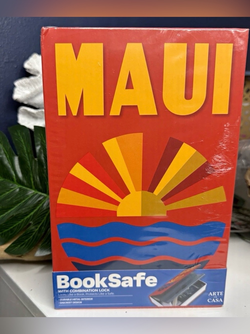 NEW! Arte de Casa MAUI BOOK BookSafe Portable Combination Lock Box Large Metal